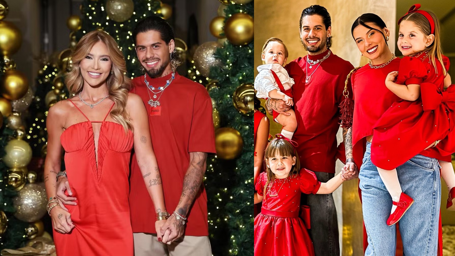 Ao lado de Ana Castela, Zé Felipe repete look usado em último Natal com Virgínia