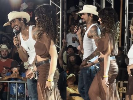 Jeninho chama Maria Rita ao palco e alimenta rumores de romance: “Cangote mais cheiroso”