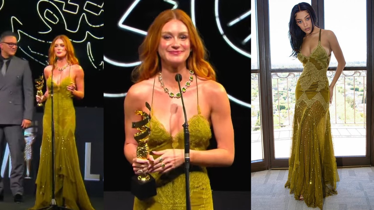 Marina Ruy Barbosa brilha com vestido Versace de R$ 82 mil e conquista prêmio internacional em Dubai