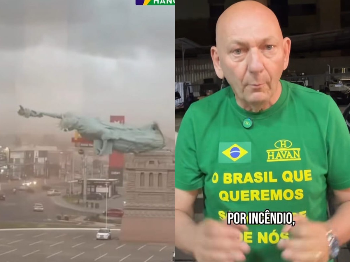 Após queda de estátua por vendaval no RS, dono da Havan se pronuncia: 'A natureza testa os limites'